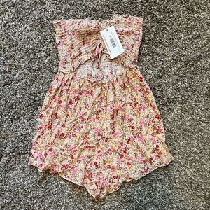 Floral print off the shoulder romper